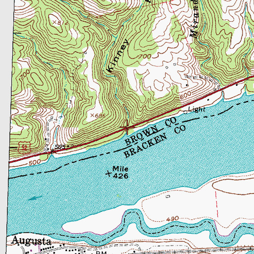 Topographic Map of Kinney Hollow, OH