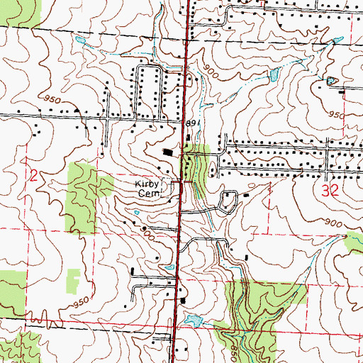 Topographic Map of Kirby Cemetery, OH