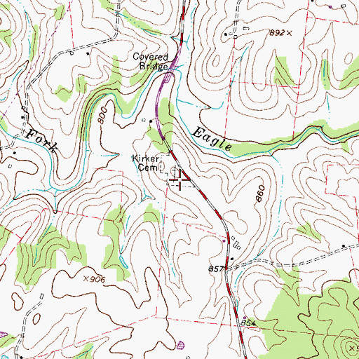 Topographic Map of Kirker Cemetery, OH