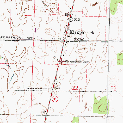 Topographic Map of Kirkpatrick Cemetery, OH