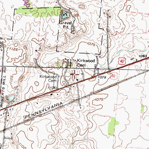 Topographic Map of Kirkwood Cemetery, OH