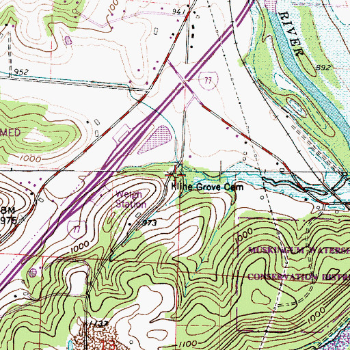 Topographic Map of Kline Grove Cemetery, OH