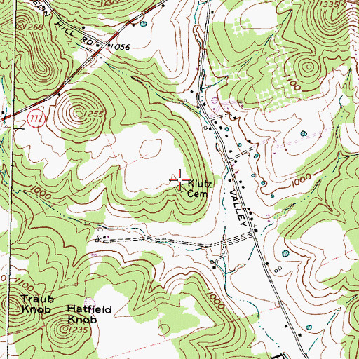 Topographic Map of Klutz Cemetery, OH