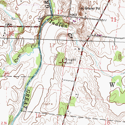 Topographic Map of Knight Cemetery, OH