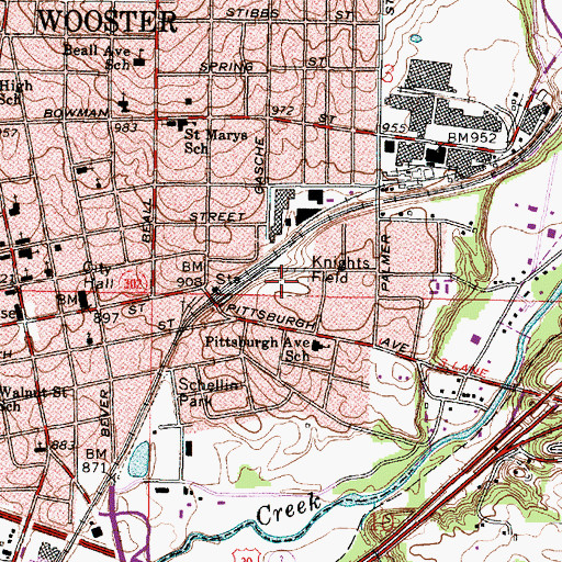 Topographic Map of Knights Field, OH
