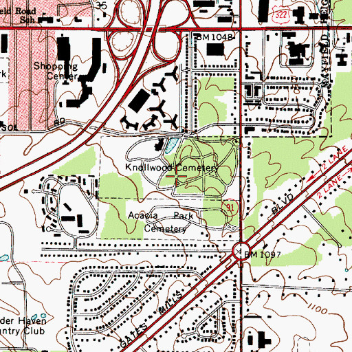 Topographic Map of Knollwood Cemetery, OH