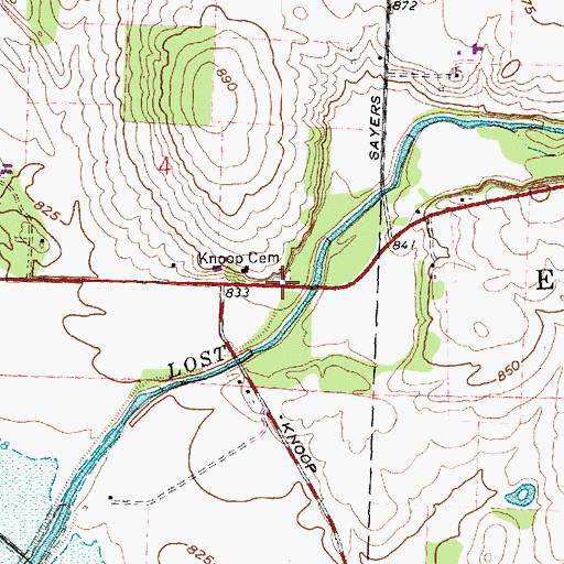 Topographic Map of Knoop Cemetery, OH