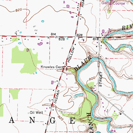 Topographic Map of Knowles Cemetery, OH