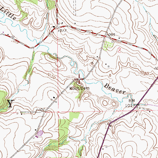 Topographic Map of Koch Cemetery, OH