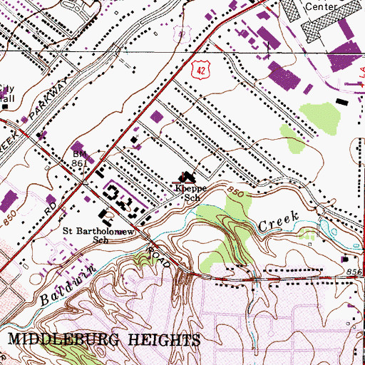 Topographic Map of Koeppe School, OH