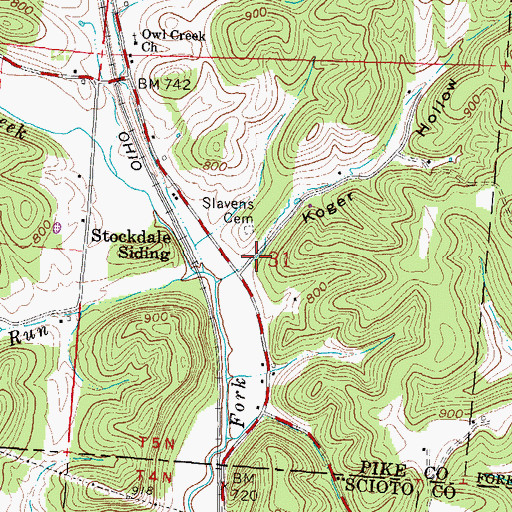 Topographic Map of Koger Hollow, OH