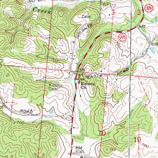 Topographic Map of Koontz Church, OH