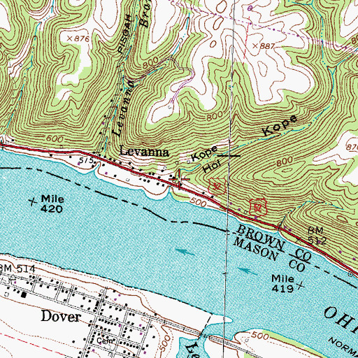 Topographic Map of Kope Hollow, OH