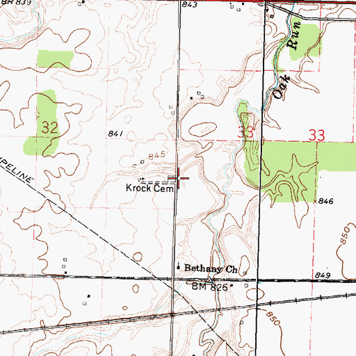 Topographic Map of Krock Cemetery, OH