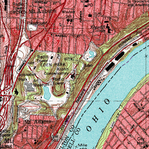 Topographic Map of Krohn Conservatory, OH