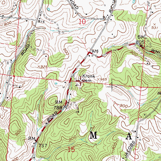 Topographic Map of Kronk Cemetery, OH