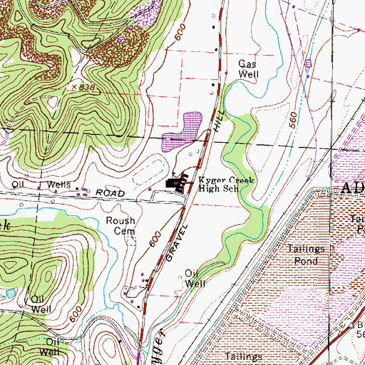 Topographic Map of Kyger Creek High School, OH