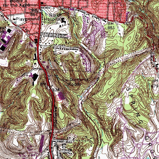 Topographic Map of La Boiteaux Woods, OH