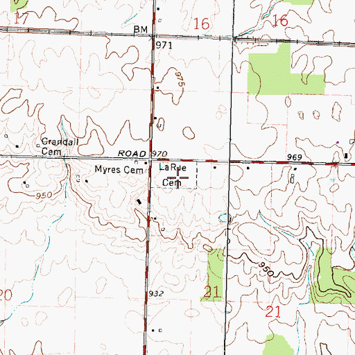 Topographic Map of LaRue Cemetery, OH