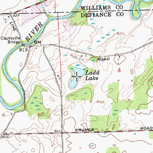 Topographic Map of Ladd Lake, OH