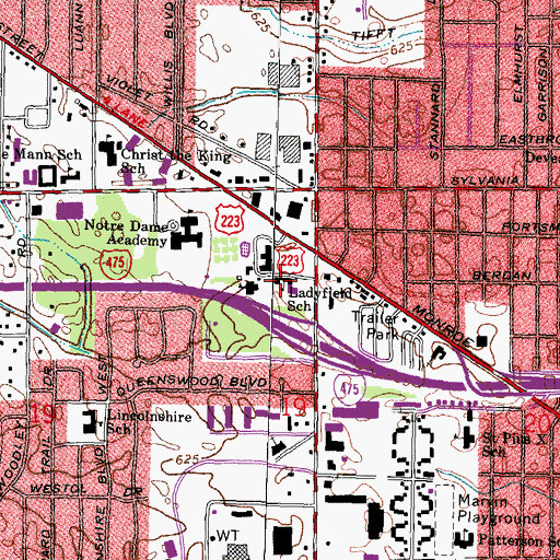Topographic Map of Ladyfield School, OH