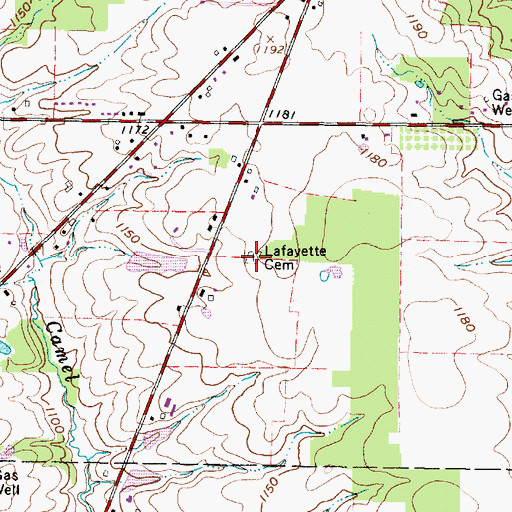 Topographic Map of Lafayette Cemetery, OH