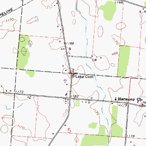 Topographic Map of Lake Cemetery, OH