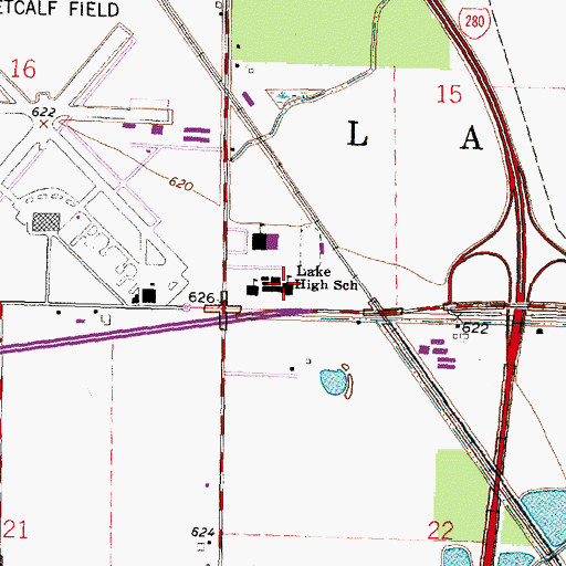 Topographic Map of Lake High School, OH