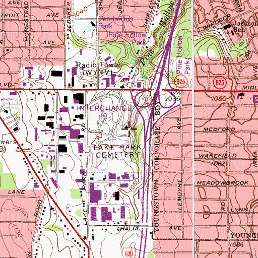 Topographic Map of Lake Park Cemetery, OH