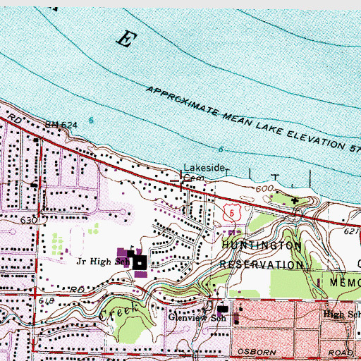 Topographic Map of Lakeside Cemetery, OH