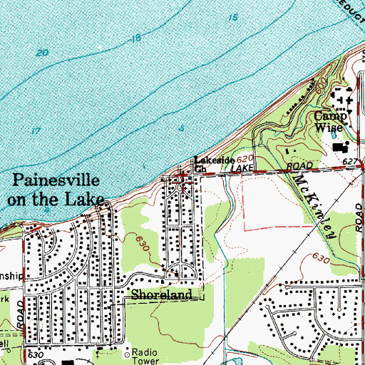 Topographic Map of Lakeside Church, OH