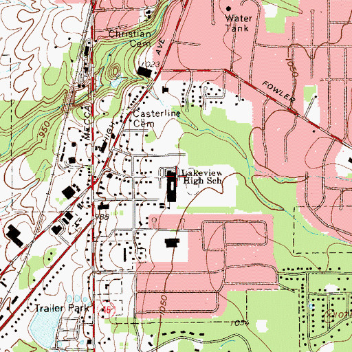 Topographic Map of Lakeview High School, OH