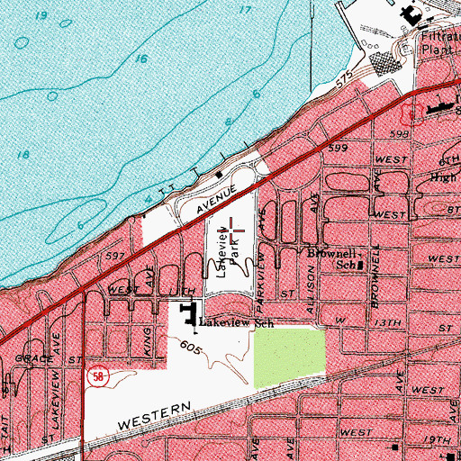 Topographic Map of Lakeview Park, OH