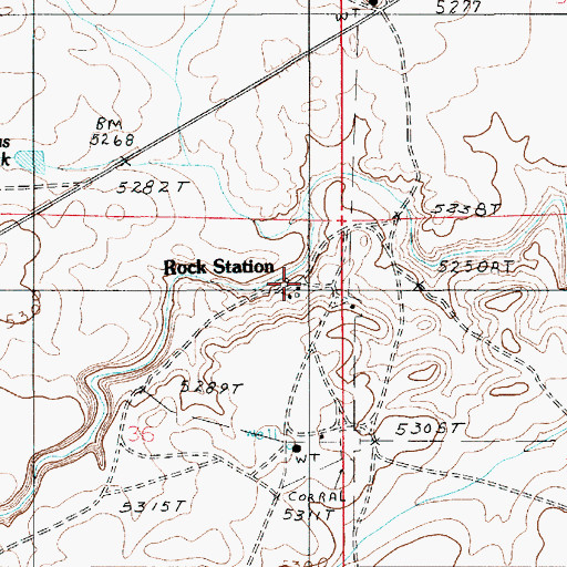 Topographic Map of Rock Station, AZ