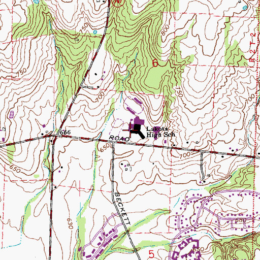 Topographic Map of Lakota High School, OH