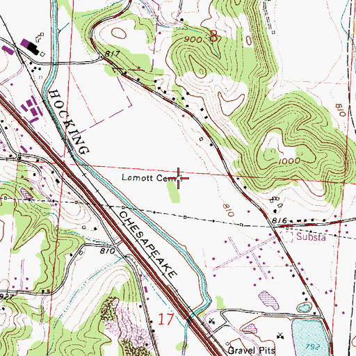 Topographic Map of Lamott Cemetery, OH
