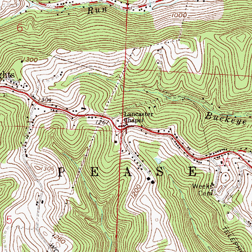 Topographic Map of Lancaster Chapel, OH