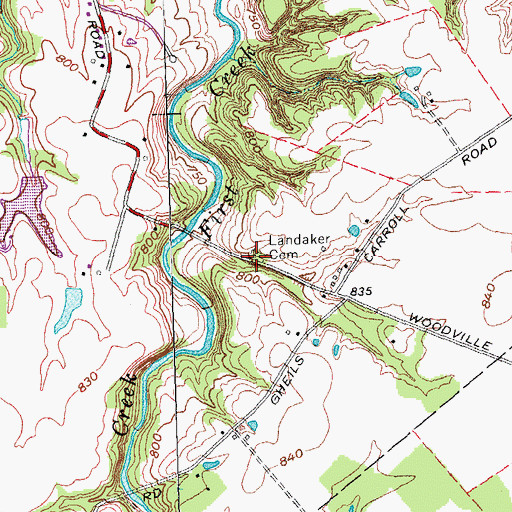 Topographic Map of Landaker Cemetery, OH
