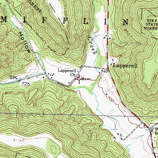 Topographic Map of Lapperell United Brethren Church, OH