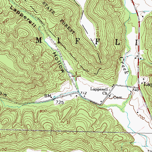 Topographic Map of Lapperell Hollow, OH