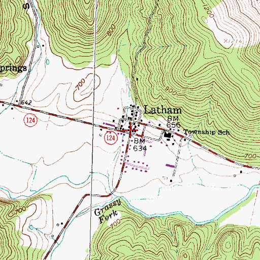 Topographic Map of Latham, OH