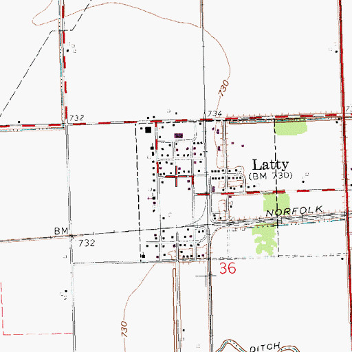 Topographic Map of Latty, OH
