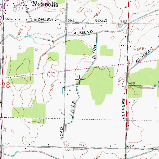 Topographic Map of Laver Ditch, OH