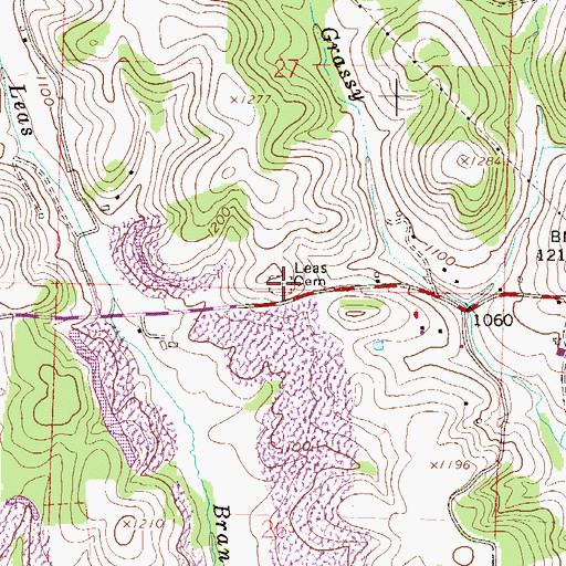 Topographic Map of Leas Cemetery, OH