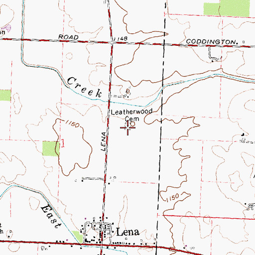 Topographic Map of Leatherwood Cemetery, OH
