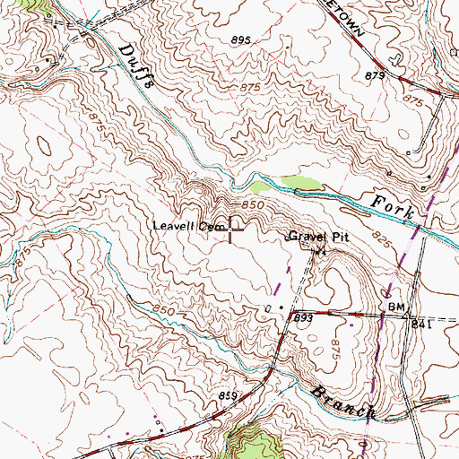 Topographic Map of Leavell Cemetery, OH