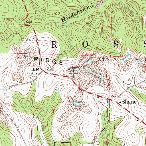 Topographic Map of Lebanon Cemetery, OH