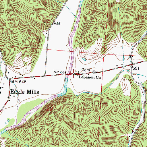Topographic Map of Lebanon Church, OH