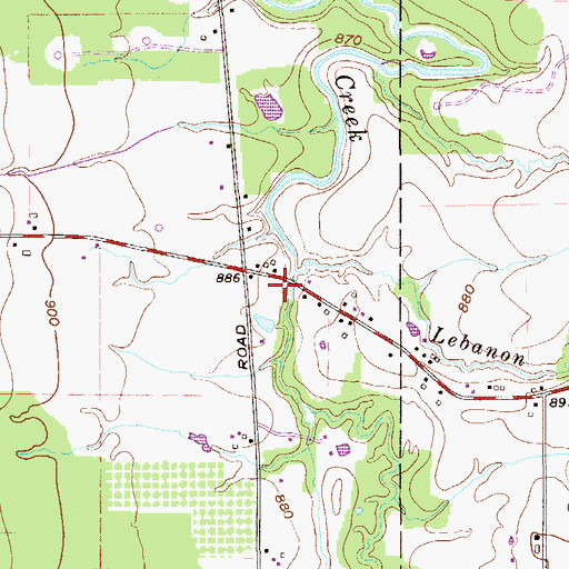 Topographic Map of Lebanon Creek, OH