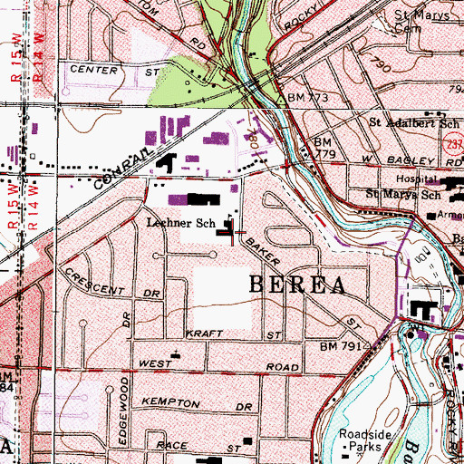 Topographic Map of Lechner School, OH